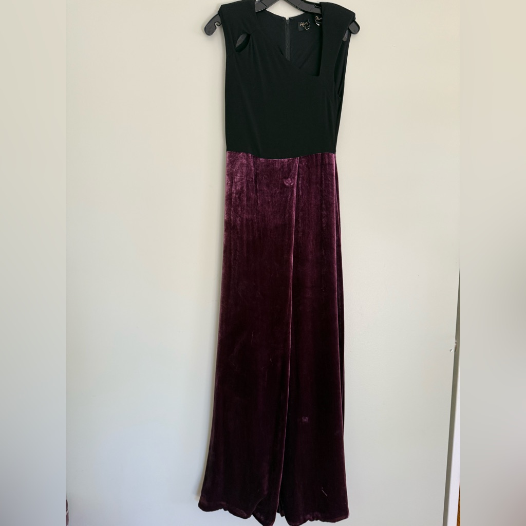 Alice Olivia Couture Runway One Of A Kind Maxi Cutout Velvet Gown Royal Purple 4